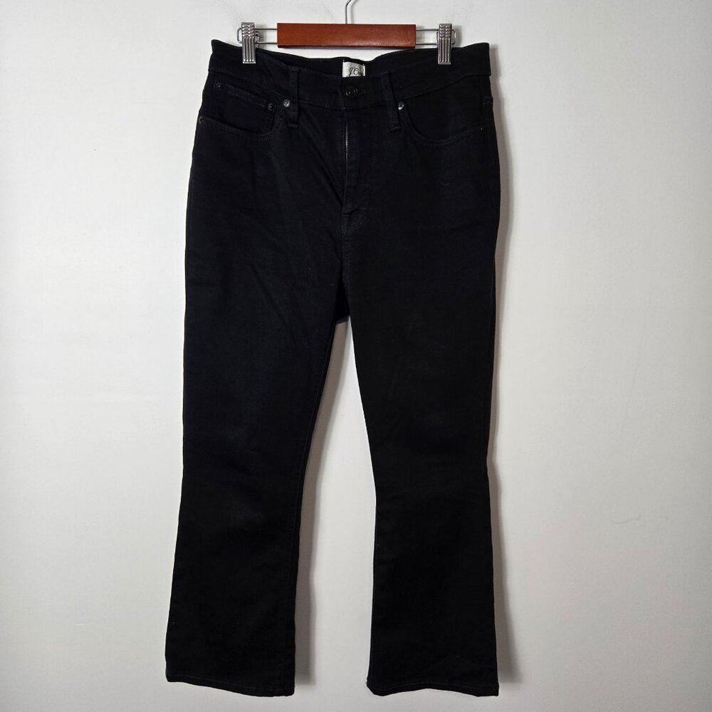 J.Crew Size 29 Petite 9" Billie Demi Boot Crop Jeans in Stay Black Wash Stretchy - Picture 1 of 12